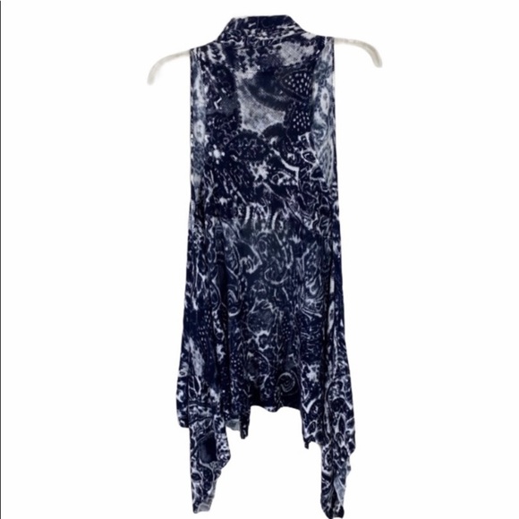 Floral Long Vest Patterned Black Size M - Picture 3 of 8